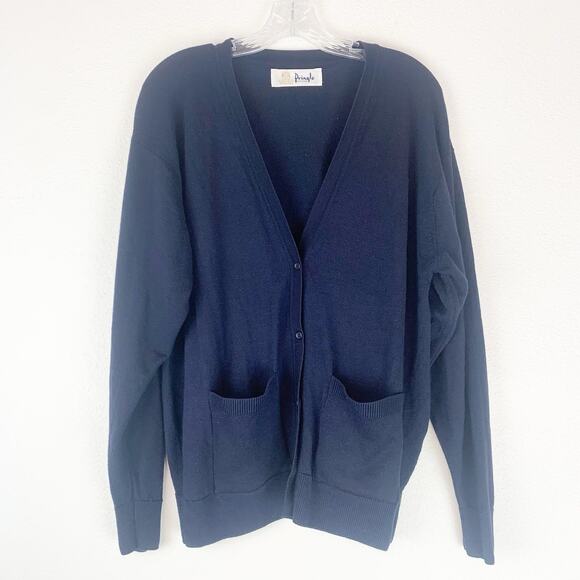 Vtg Pringle of Scotland Sweater Mens 44 Large Cardigan Blue 100% Lambswool - Picture 1 of 11